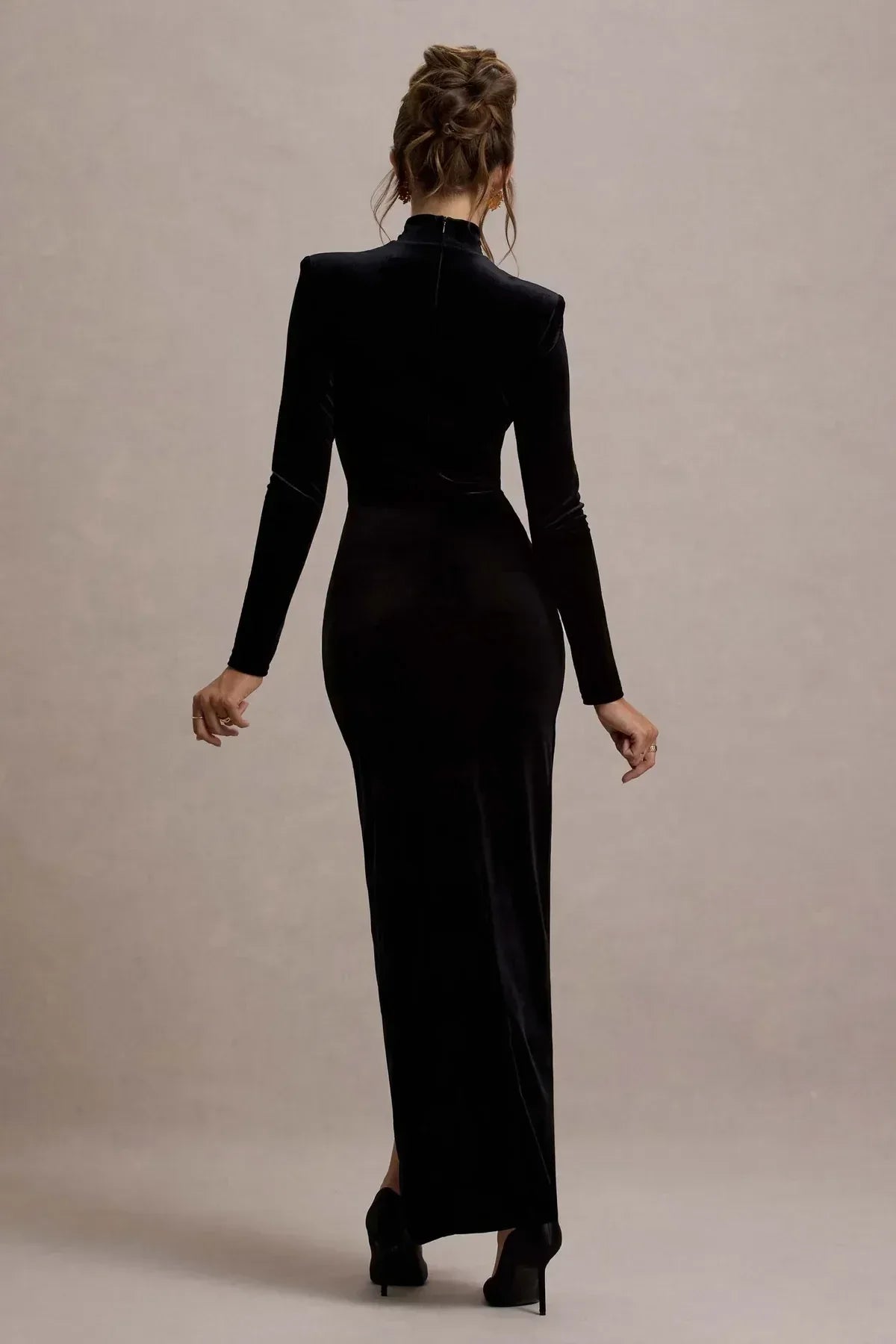 Alluring Sheath High Neck Long Sleeve Ruched Back Floor Length Evening Dress