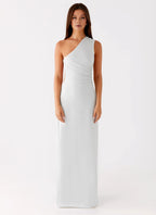 Alluring Sheath One Shoulder Sleeveless Open Back Floor Length Plus Size Evening Dress