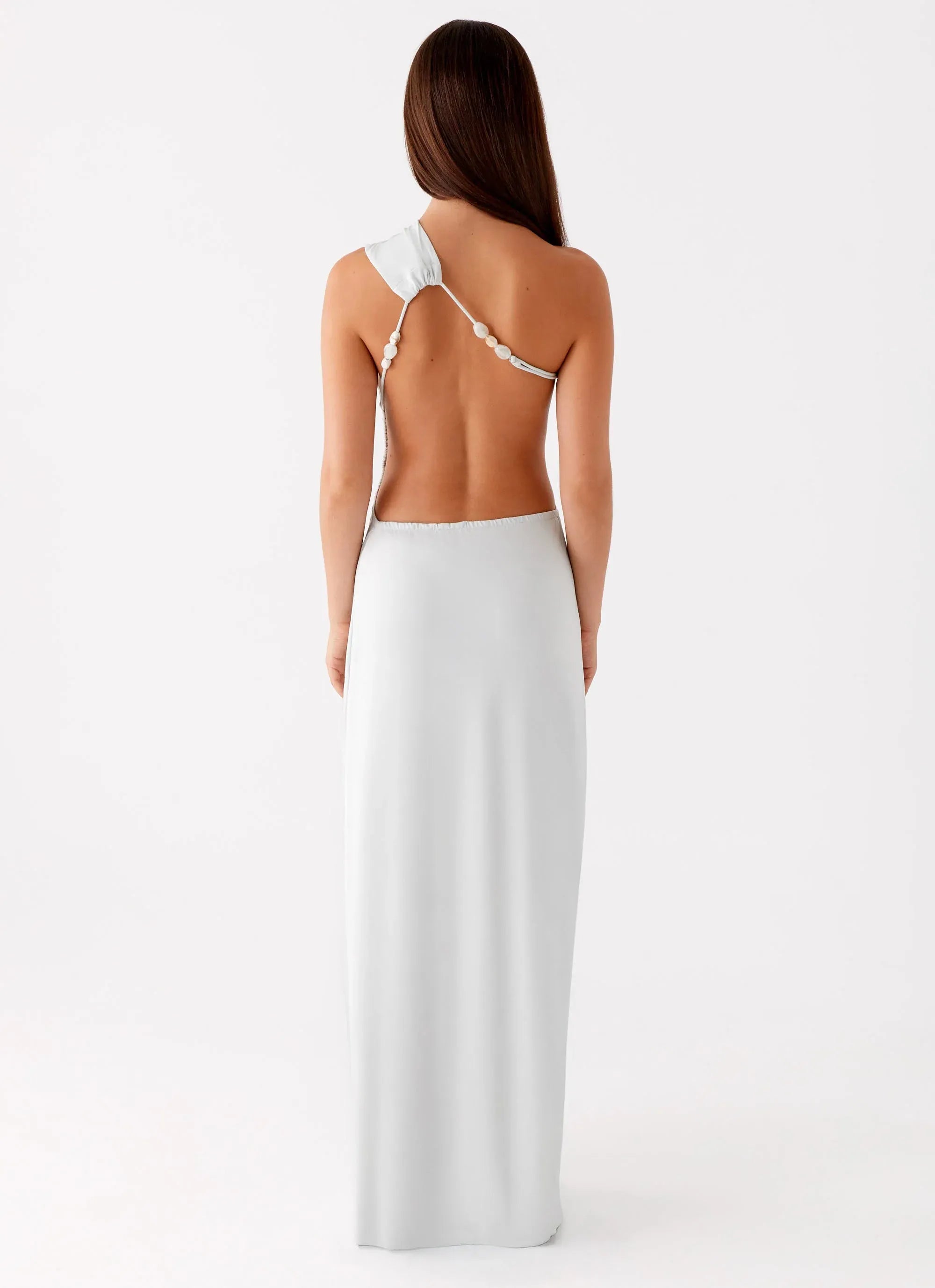 Alluring Sheath One Shoulder Sleeveless Open Back Floor Length Plus Size Evening Dress