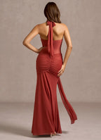 Alluring Trumpet Sweetheart Halter Neck Open Back Floor Length For Sale Prom Dress