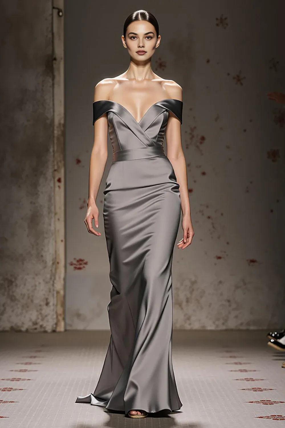 Alluring Mermaid/Trumpet Off the Shoulder Sleeveless Sweep/Brush Train Prom Dress