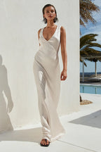 Alluring Sheath/Column V Neck Sleeveless Floor Length Prom Dress