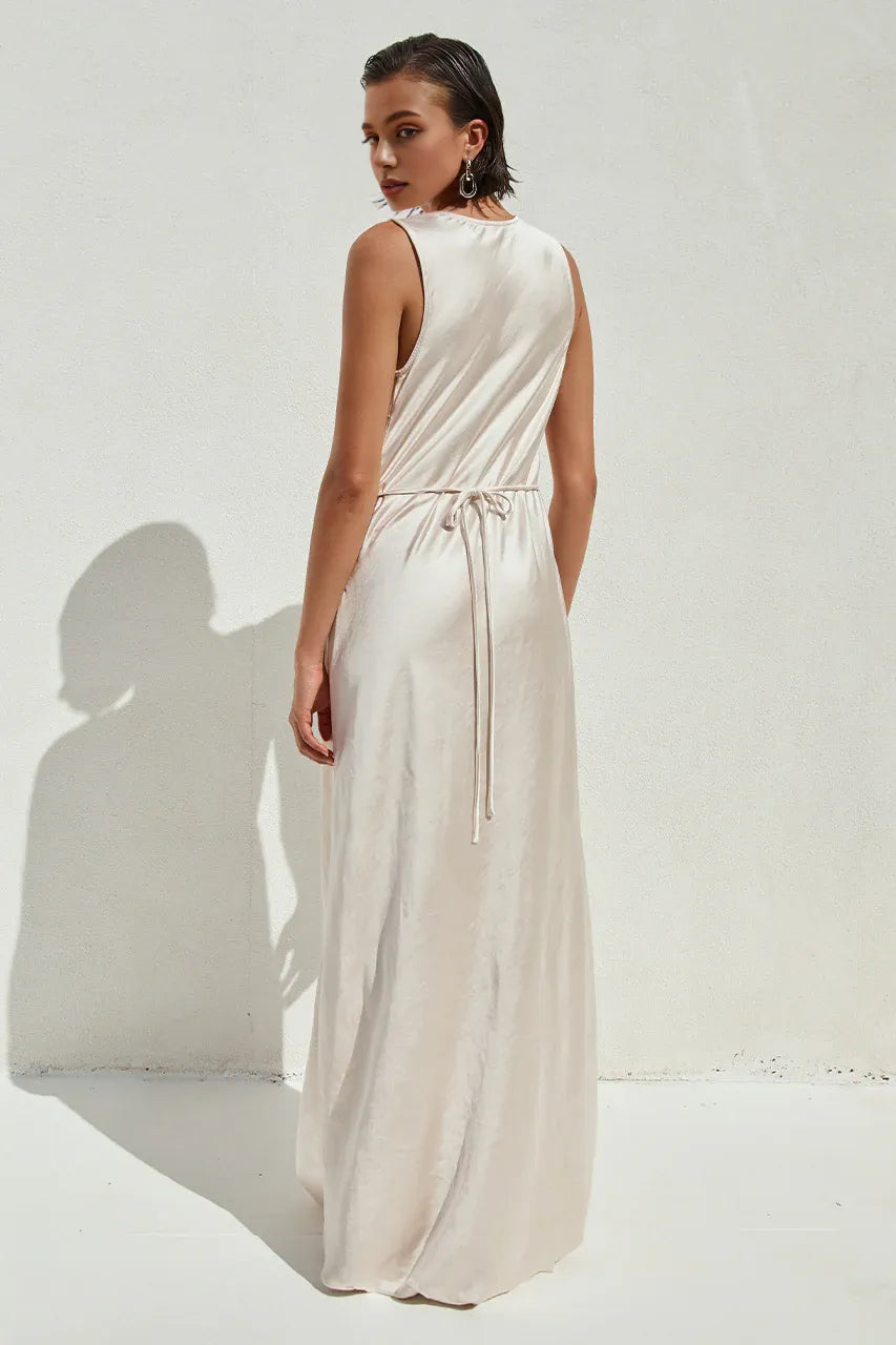 Alluring Sheath/Column V Neck Sleeveless Floor Length Prom Dress