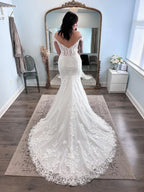 Mermaid Off Shoulder Applique Wedding Dress With Chapel Train For Brides Elegant Bridal Gown