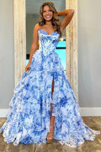 Artistic Sweetheart Sleeveless Empire A-Line Tiered Slit Long Prom Dress