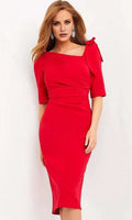 Asymmetric Half Sleeves Sheath Formal Knee Length Prom Dress For Sale For Ladies