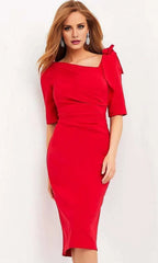 Asymmetric Half Sleeves Sheath Formal Knee Length Prom Dress For Sale For Ladies