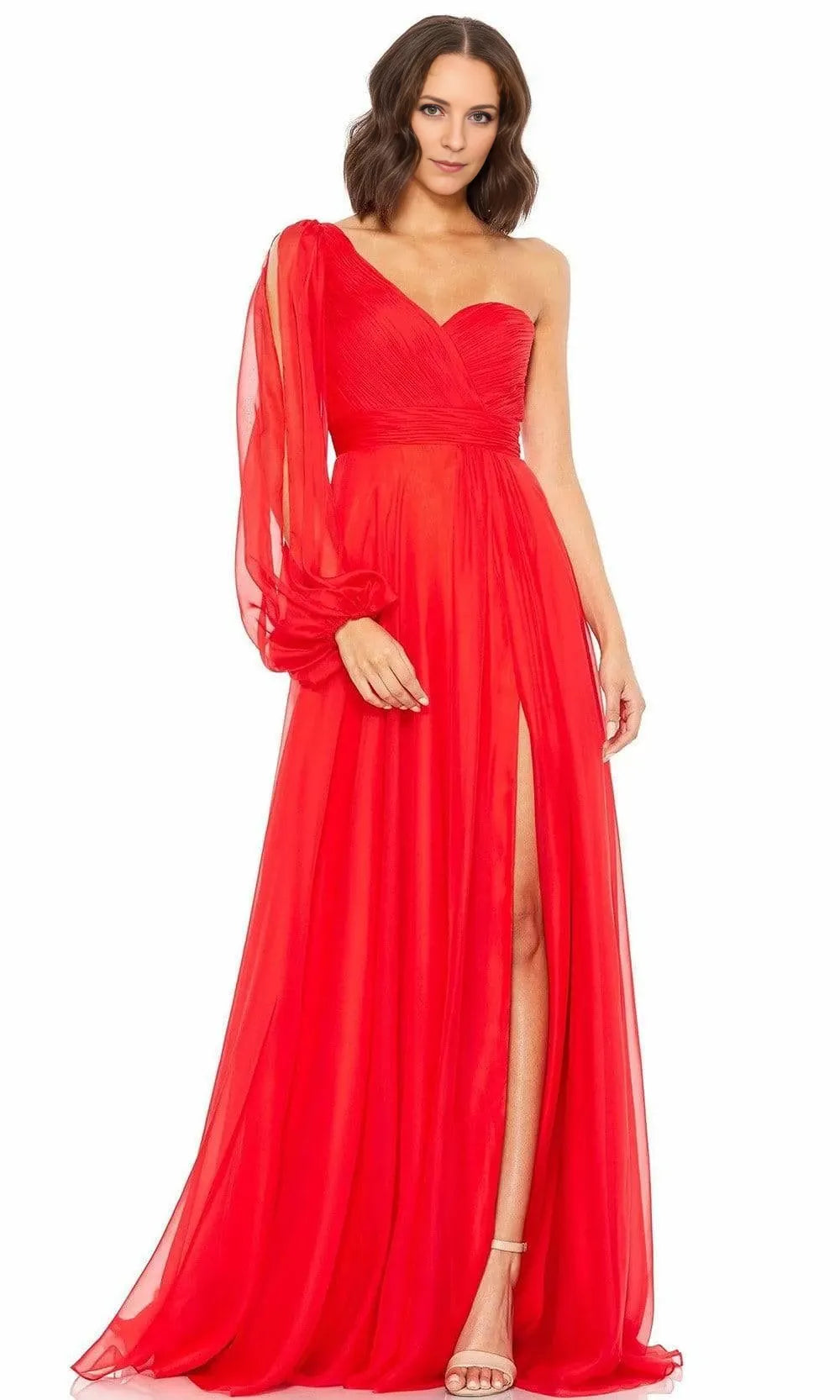 Asymmetric Long Sleeves A-line Gorgeous Floor length Prom Dress For Sale For Women
