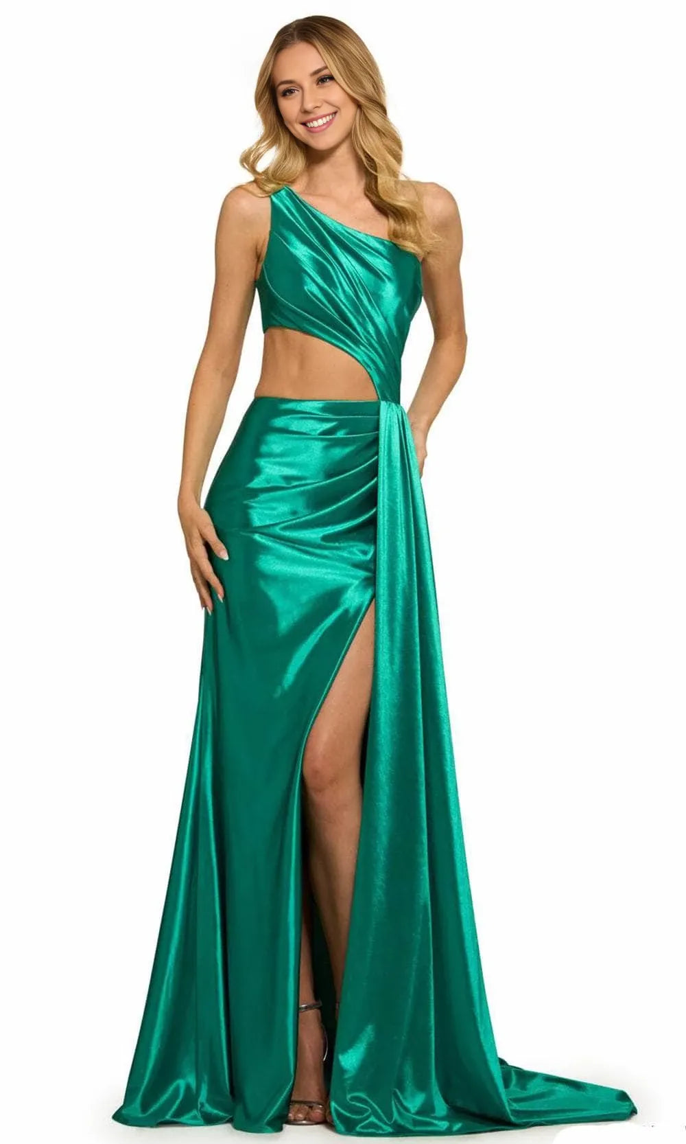 Asymmetric Sleeveless Mermaid Elegant One Shoulder Floor length Long Prom Dress For Sale For Women