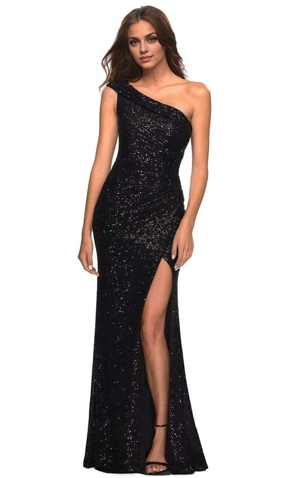 Asymmetric Sleeveless Sheath Shiny One-shoulder Floor length Long Prom Dress Hot Sale For Women