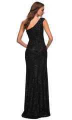 Asymmetric Sleeveless Sheath Shiny One-shoulder Floor length Long Prom Dress Hot Sale For Women