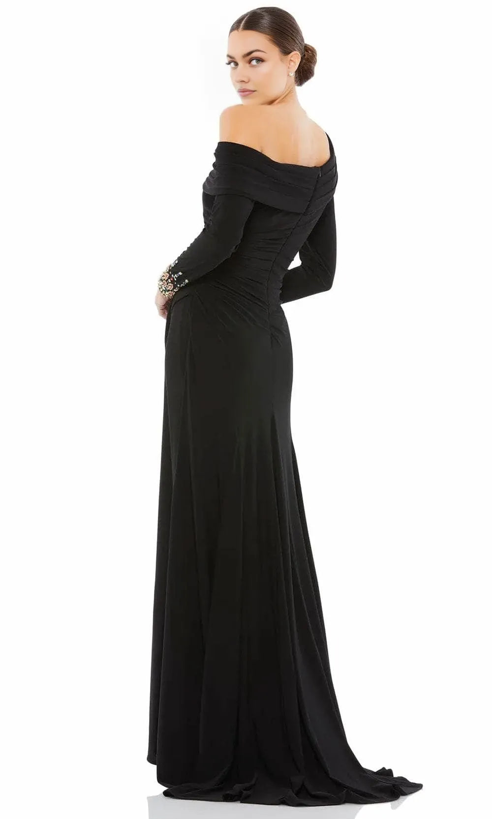 Asymmetrical Long Sleeves A-Line Formal Off the shoulder Floor length Long Prom Dress Hot Sale For Ladies