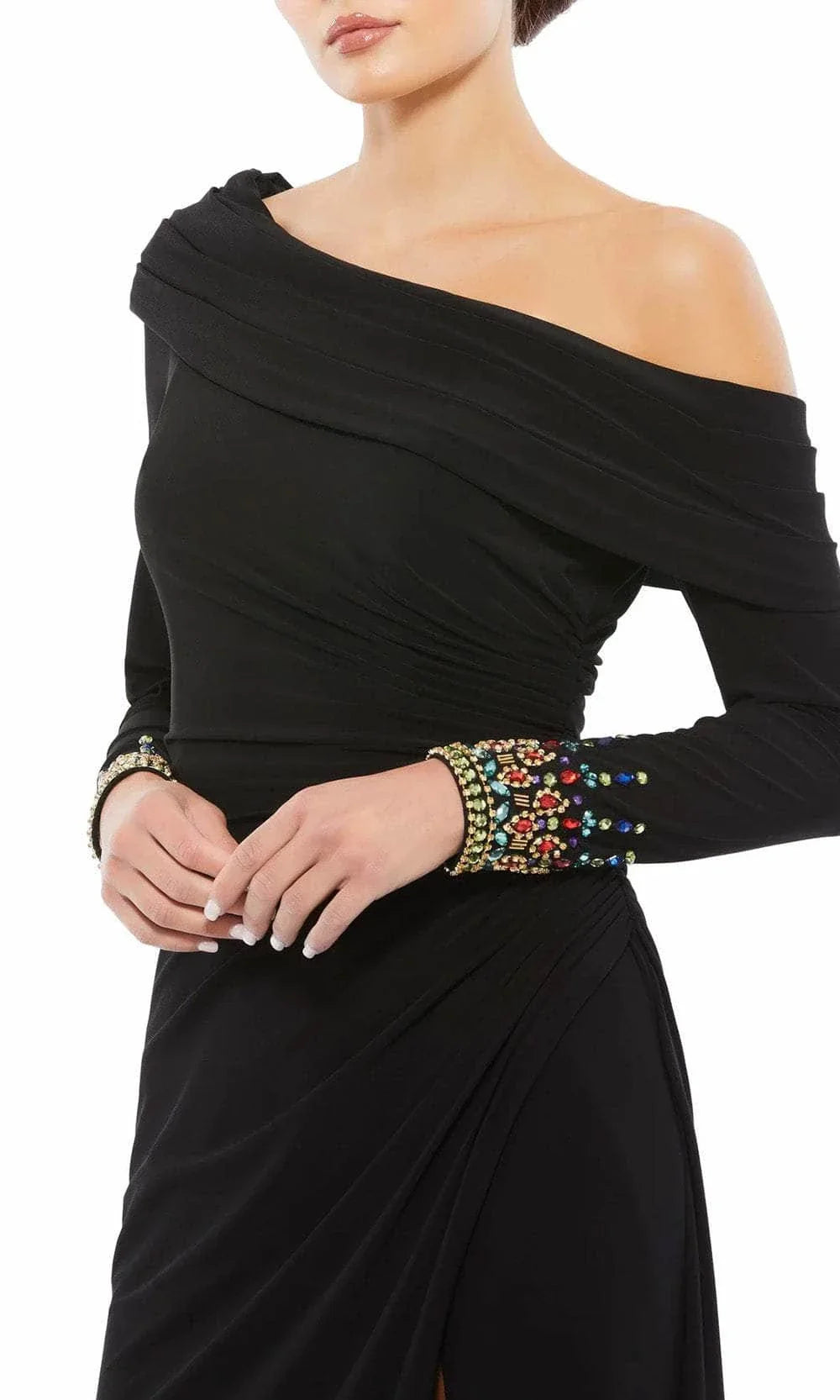 Asymmetrical Long Sleeves A-Line Formal Off the shoulder Floor length Long Prom Dress Hot Sale For Ladies