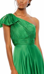 Asymmetrical Sleeveless A-line Simple Green One-shoulder Floor length Long Prom Dress Hot Sale For Women