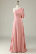 Asymmetrical Sleeveless Column Pretty One Shoulder Floor length Party Dress Hot Sale For Ladies