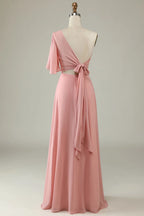 Asymmetrical Sleeveless Column Pretty One Shoulder Floor length Party Dress Hot Sale For Ladies