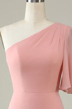 Asymmetrical Sleeveless Column Pretty One Shoulder Floor length Party Dress Hot Sale For Ladies