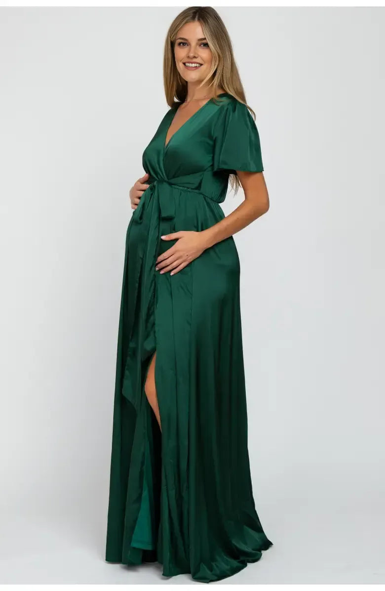 Bargain A-Line V Neck Short Sleeve Floor-Length Prom Dress