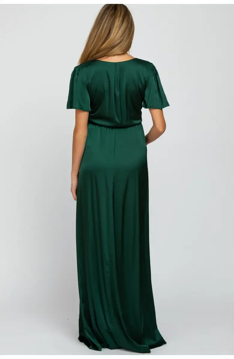 Bargain A-Line V Neck Short Sleeve Floor-Length Prom Dress