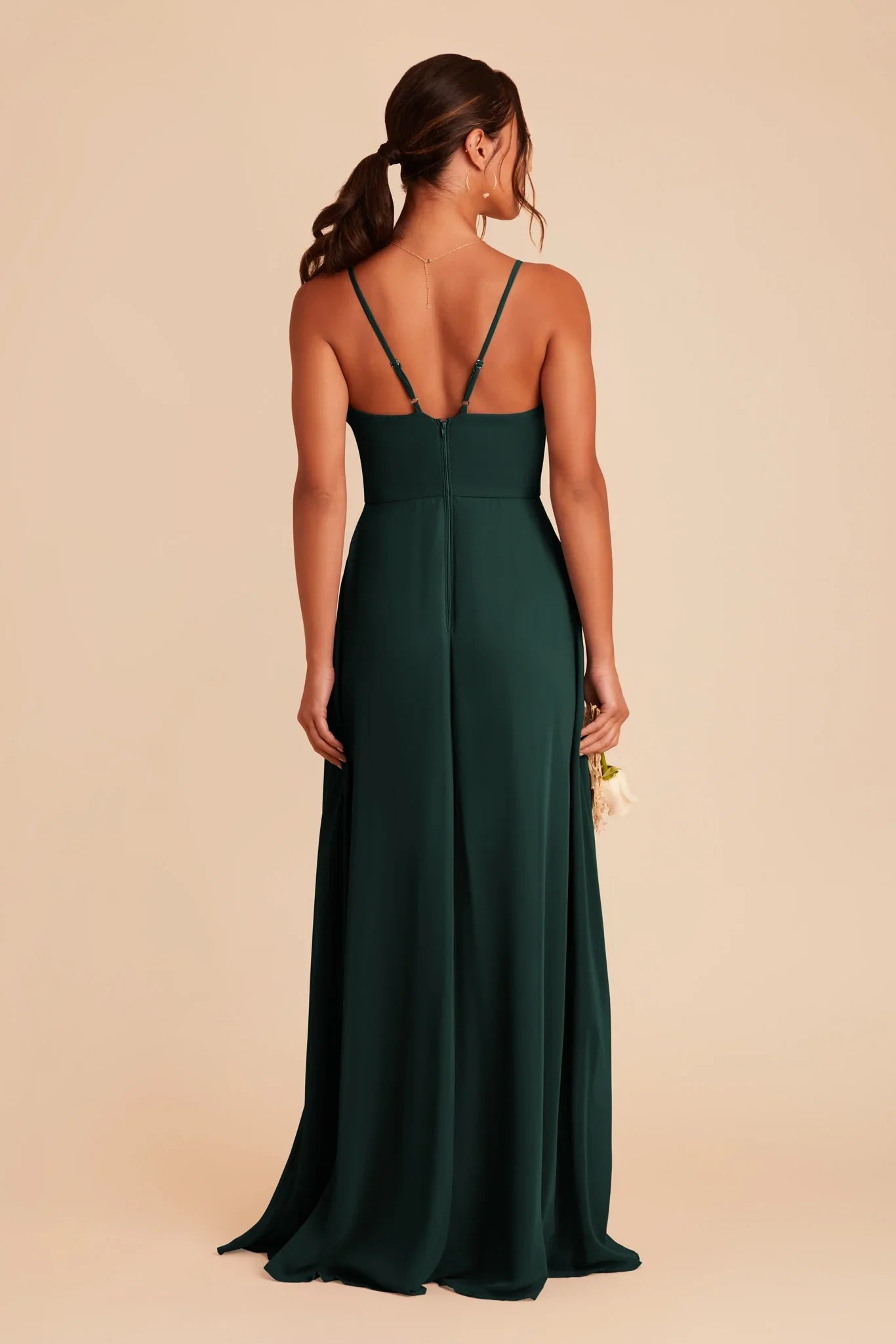 Bargain A-Line V Neck Sleeveless Chiffon Slit Maxi Bridesmaid Dress