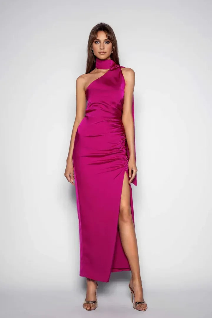 Bargain Bodycon Scarf Neck Sleeveless Ankle-Length Prom Dress