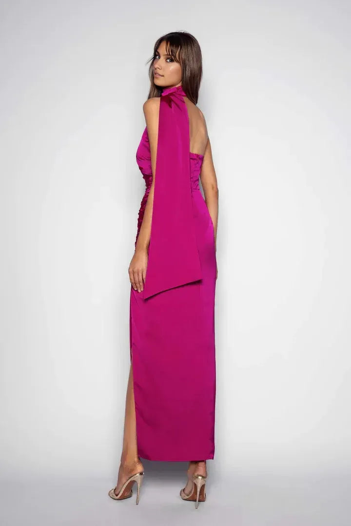 Bargain Bodycon Scarf Neck Sleeveless Ankle-Length Prom Dress
