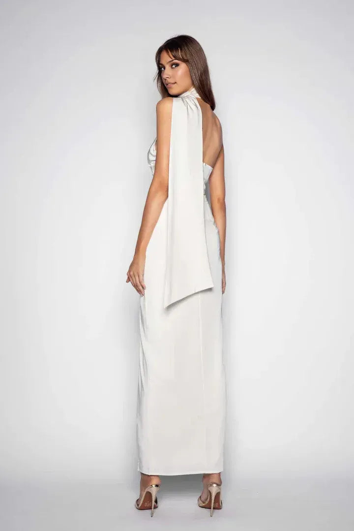Bargain Bodycon Scarf Neck Sleeveless Ankle-Length Prom Dress