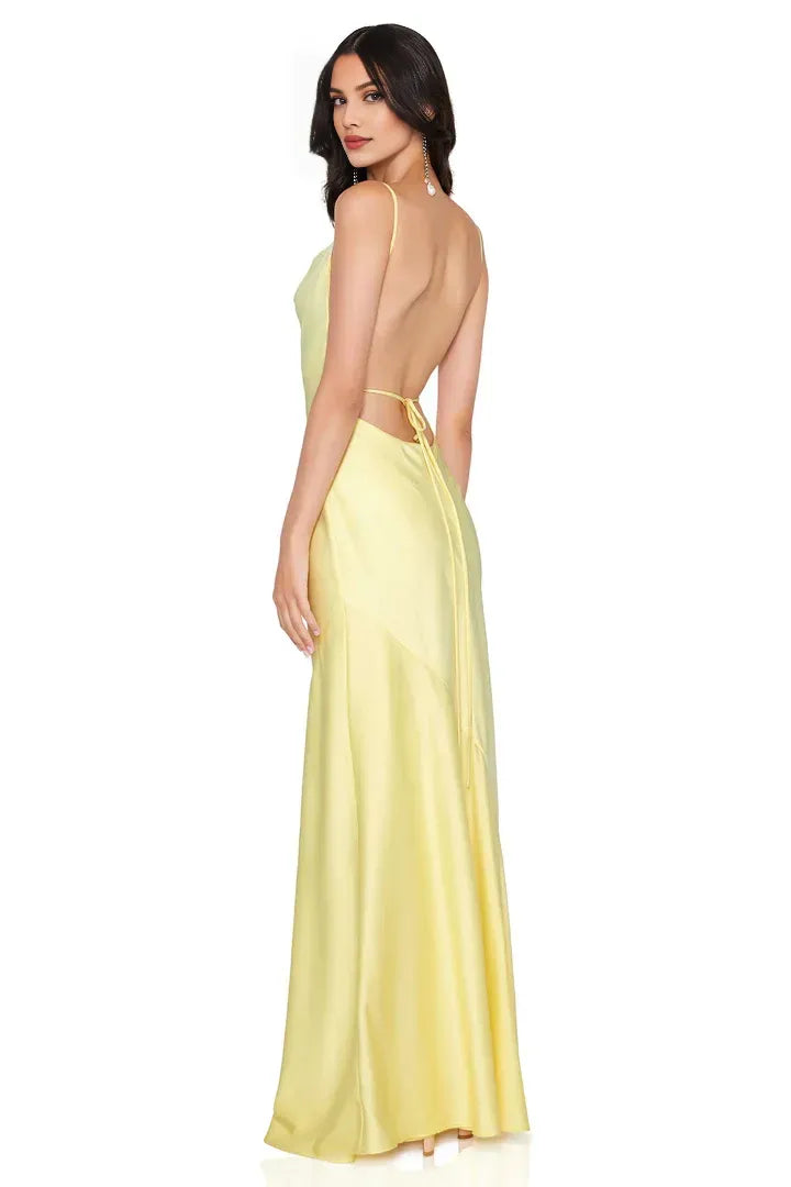 Bargain Fitted Cowl Neck Sleeveless Floor-Length Prom Dress