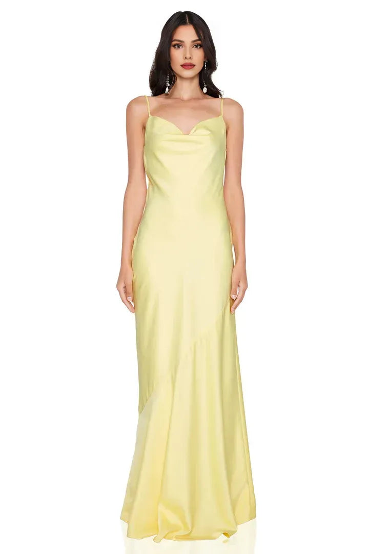 Bargain Fitted Cowl Neck Sleeveless Floor-Length Prom Dress