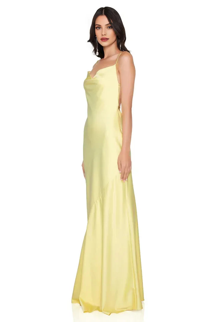 Bargain Fitted Cowl Neck Sleeveless Floor-Length Prom Dress