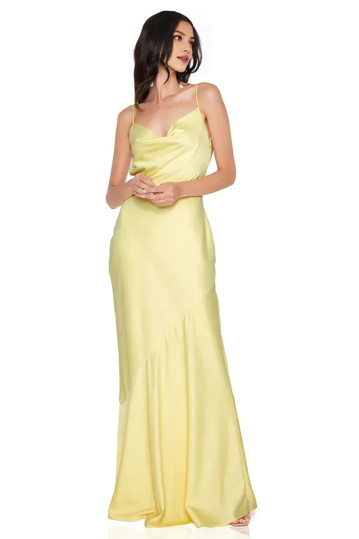 Bargain Fitted Cowl Neck Sleeveless Floor-Length Prom Dress