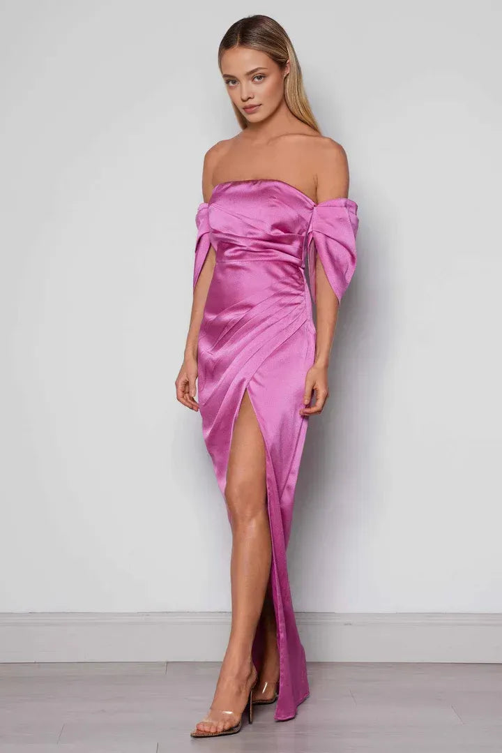 Bargain Fitted Off the Shoulder Sleeveless Backless Floor-Length Prom Dress