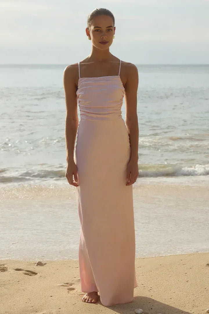 Bargain Fitted Spaghetti Straps Sleeveless Floor-Length Prom Dress