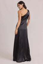 Bargain Fitted Trumpet One shoulder Neck Sleeveless Asymmetrical Back Sweep/Brush Train Prom Dress
