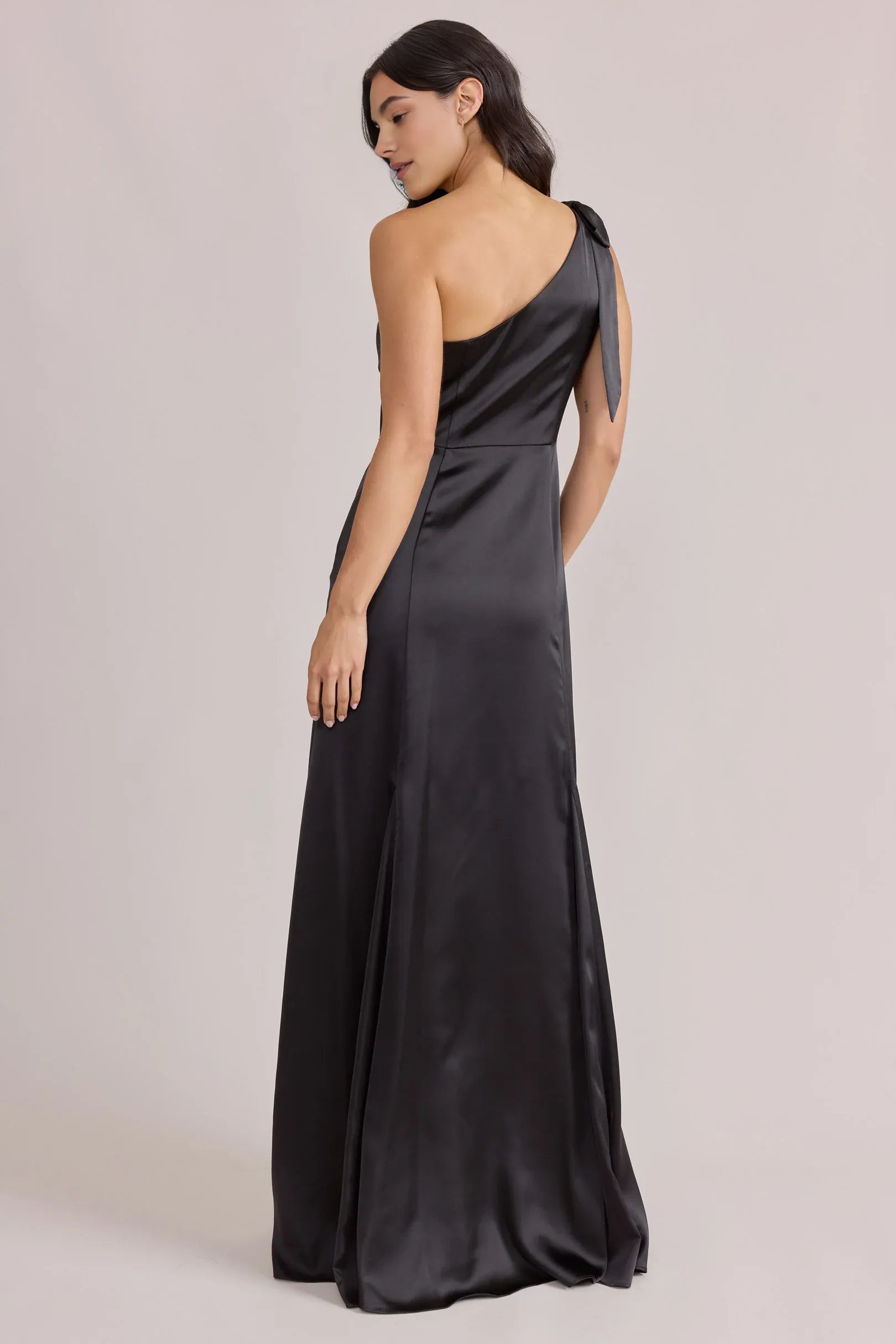 Bargain Fitted Trumpet One shoulder Neck Sleeveless Asymmetrical Back Sweep/Brush Train Prom Dress