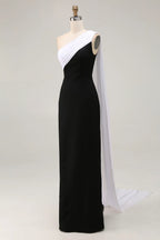 Bargain Sheath/Column One Shoulder Sleeveless Floor-Length Evening Dress