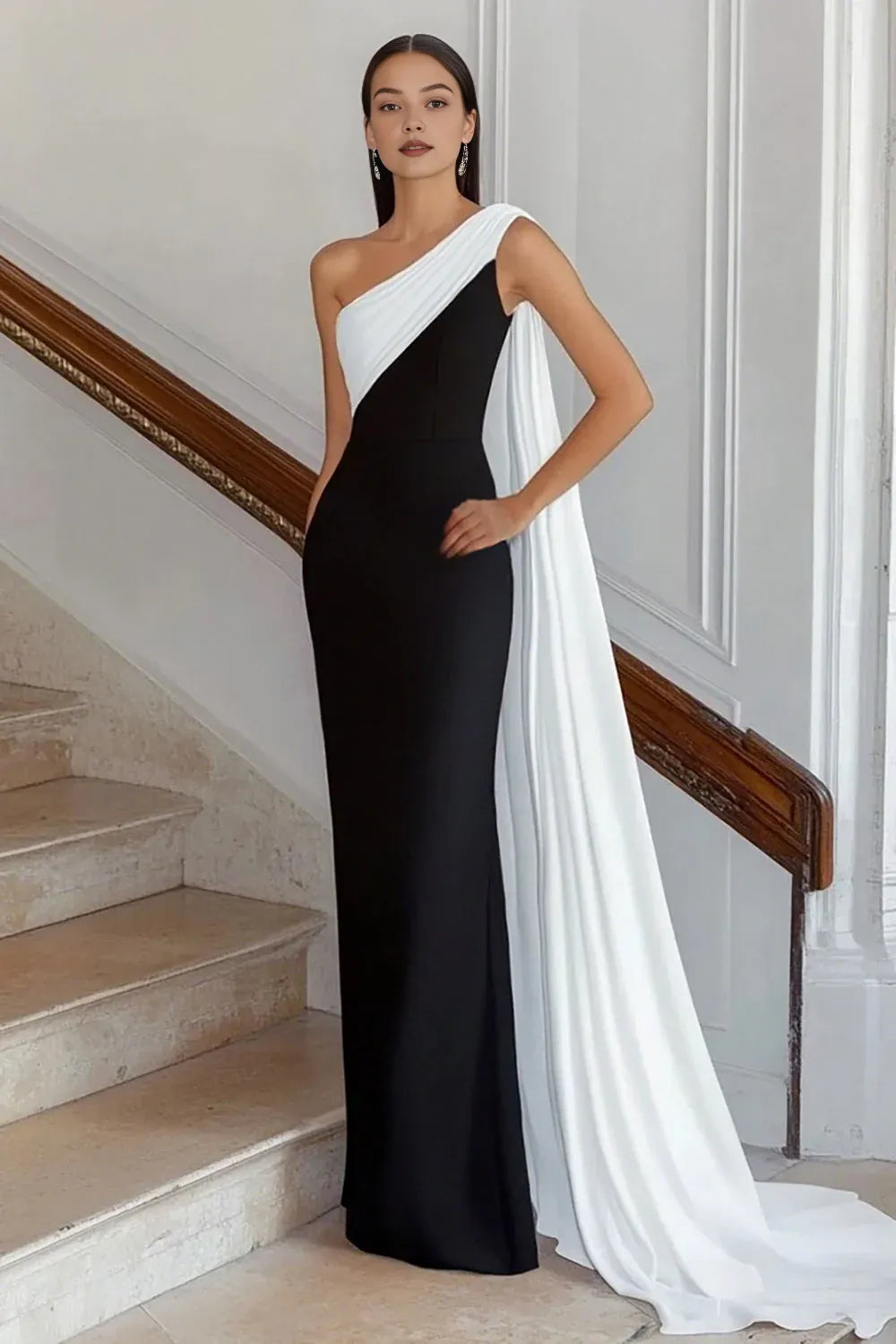 Bargain Sheath/Column One Shoulder Sleeveless Floor-Length Evening Dress