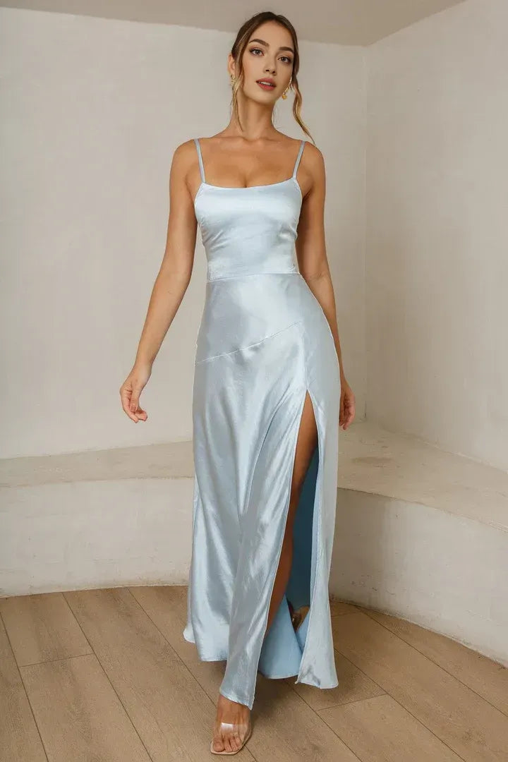 Bargain Sheath/Column Spaghetti Straps Sleeveless Floor-Length Prom Dress