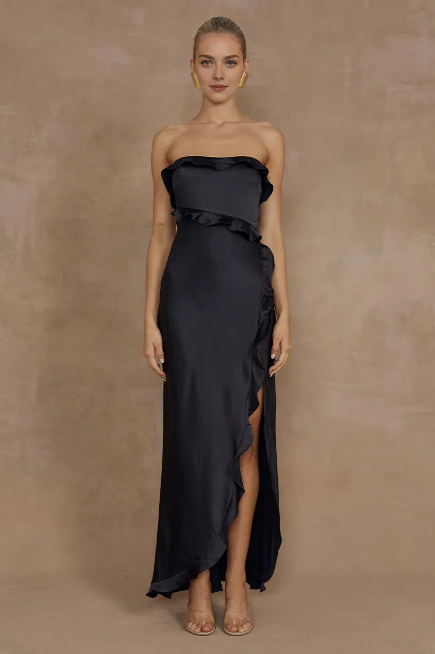 Bargain Sheath/Column Strapless Sleeveless Split Ankle-Length Prom Dress