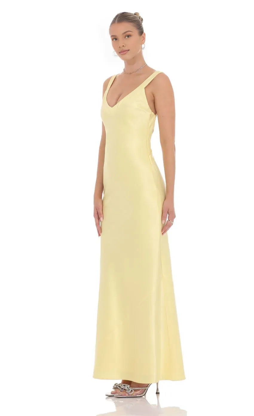 Bargain Sheath/Column V Neck Sleeveless Crisscross Back Floor-Length Prom Dress