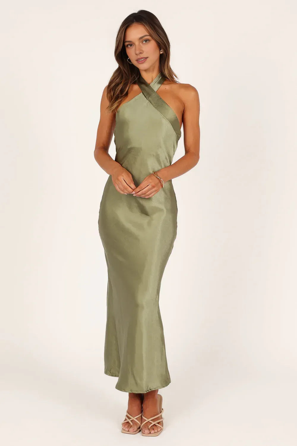 Bargain Sheath Halter Neck Sleeveless Ankle-Length Prom Dress