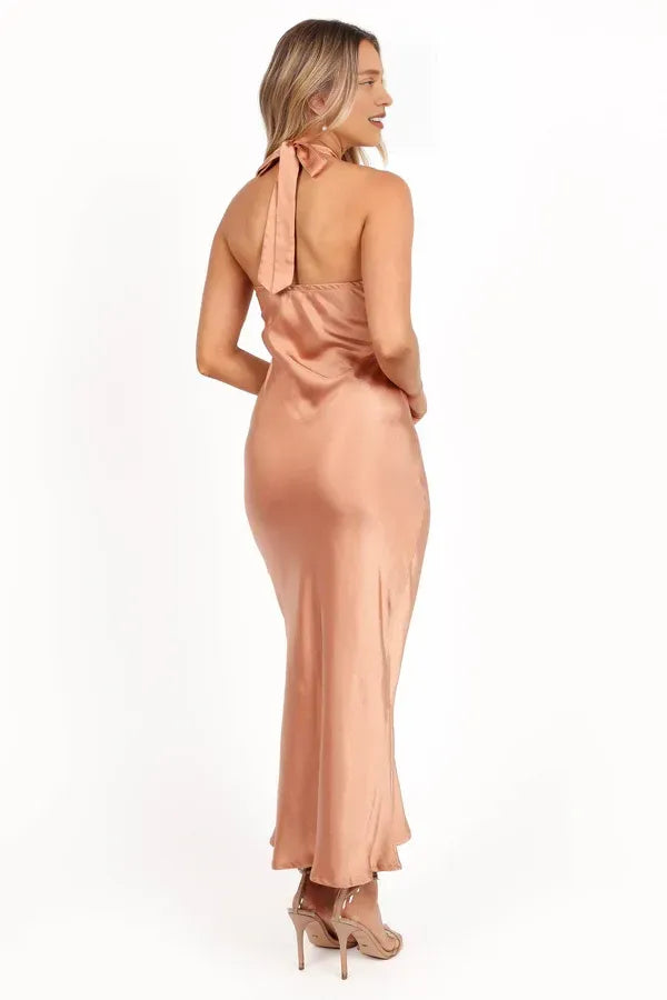 Bargain Sheath Halter Neck Sleeveless Ankle-Length Prom Dress