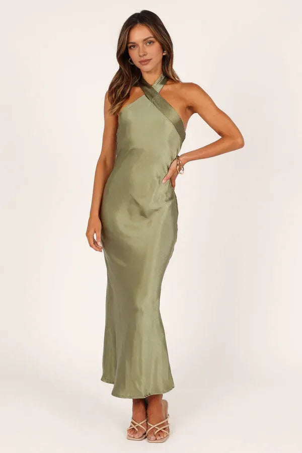 Bargain Sheath Halter Neck Sleeveless Ankle-Length Prom Dress