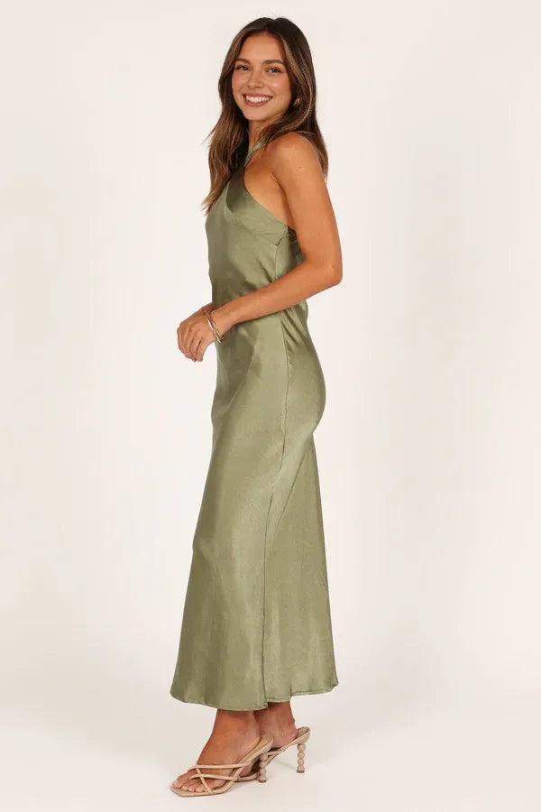 Bargain Sheath Halter Neck Sleeveless Ankle-Length Prom Dress
