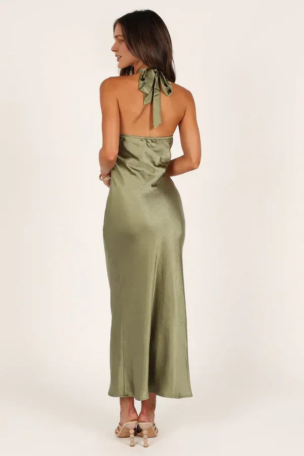 Bargain Sheath Halter Neck Sleeveless Ankle-Length Prom Dress
