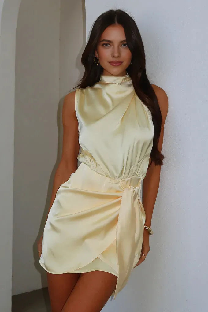 Bargain Sheath High Neck Sleeveless Keyhole Pleated Short-Mini Homecoming Dress
