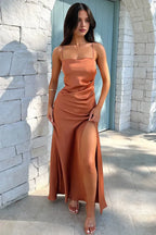 Bargain Sheath Spaghetti Straps Sleeveless Slit Floor-Length Prom Dress