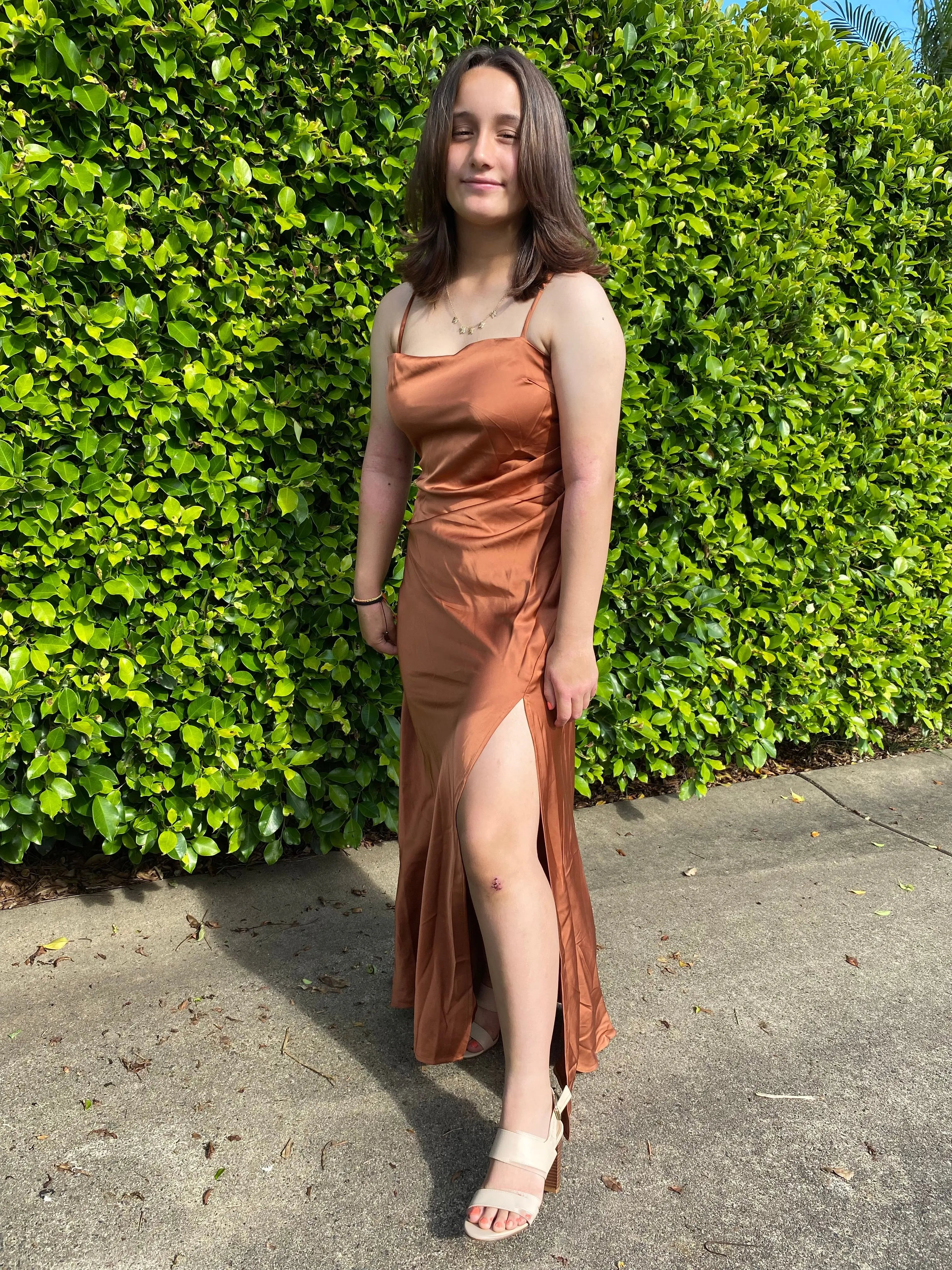 Bargain Sheath Spaghetti Straps Sleeveless Slit Floor-Length Prom Dress
