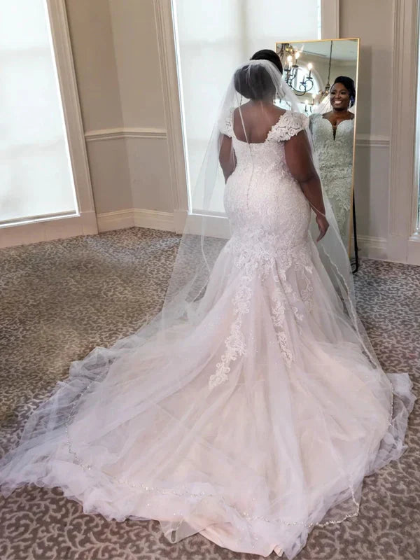 Off Shoulder Applique Mermaid Beaded Wedding Dress For Brides With Elegant Silhouette