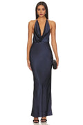 Chic Mermaid Halter Neck Sleeveless Open Back Floor Length Evening Dress